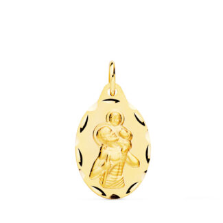 9K MEDALLA ORO AMARILLO SAN CRISTOBAL OVAL TALLADO 20X13 MM