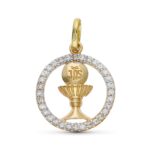 9K COLGANTE OOR BICOLOR CALIZ COMUNION 16 MM