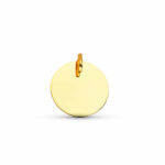 9K COLGANTE ORO AMARILLO DISCO REDONDO LISO EN BRILLO, DIAMETRO: 18 MM