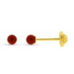 9K PENDIENTES ORO AMARILLO CORAL 3 MM CIERRE TUERCA