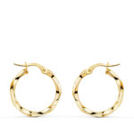 9K PENDIENTES AROS ORO AMARILLO RELIADOS HUECOS, MEDIDA: 20 X 2MM, CIERRE HIPPIE