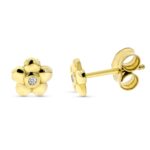 9K PENDIENTES ORO AMARILLO FLOR DIAMANTES 0,016 CTS SI-H 7 MM PRESION
