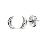 9K PENDIENTES ORO BLANCO LUNA DIAMANTES 0,05 CTS SI-H 7X3 MM PRESION
