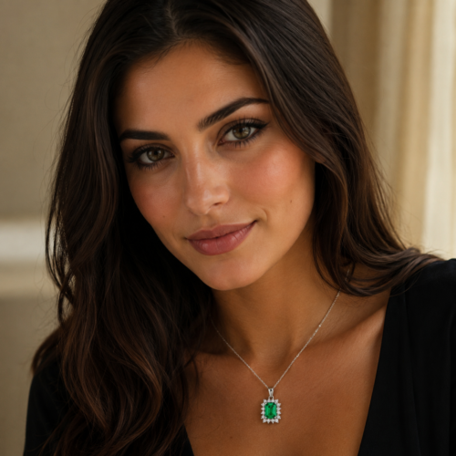 Colgante esmeralda y diamantes