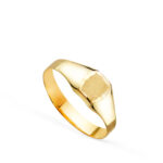 18K SELLO ORO AMARILLO HUECO BEBE O MEÑIQUE RECTANGULAR BRILLO, ZONA GRABADO 4,5X3,5 MM