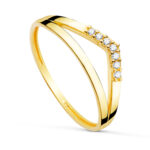 18K SORTIJA ORO AMARILLO PICO CON CIRCONITAS, ANCHO: 7 MM