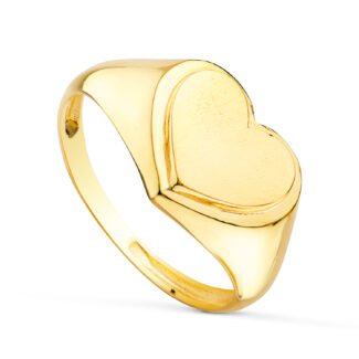 18K SELLO ORO AMARILLO MACIZO FORMA CORAZON, ZONA GRABADO: 11X9 MM