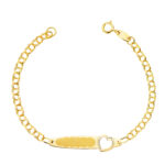 18K ESCLAVA ORO AMARILLO HUNGARA PLACA CHAPA CON CORAZON TALLADO 26X6 MM 13CM