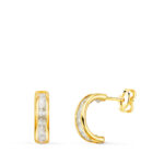 9K PENDIENTES ORO AMARILLO Y CIRCONITA CIERRE PRESION
