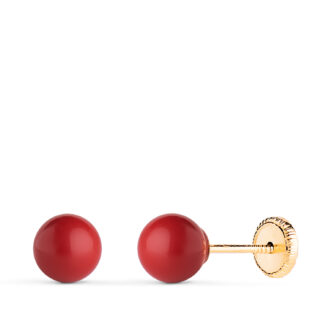 18K PENDIENTES ORO AMARILLO CORAL CON CASQUILLA, MEDIDA: 6 MM, CIERRE TUERCA