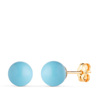 18K PENDIENTES ORO AMARILLO TURQUESA CON CASQUILLA, MEDIDA: 7 MM, CIERRE PRESION