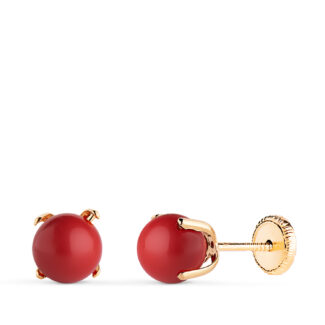 18K PENDIENTES ORO AMARILLO CORAL CON 4 GARRAS, MEDIDA: 6 MM, CIERRE TUERCA