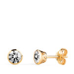 18K PENDIENTES ORO AMARILLO CHATON CON CIRCONITA CANASTILLA CALADA, ANCHO: 5MM, CIERRE PRESION