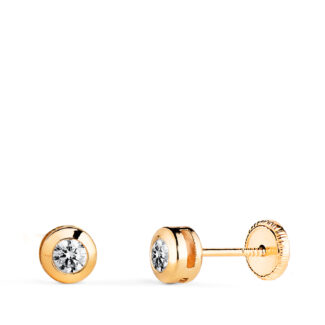 18K PENDIENTES ORO AMARILLO CHATON GALERIA CON CIRCONITA, MEDIDA: 5 MM, CIERRE TUERCA