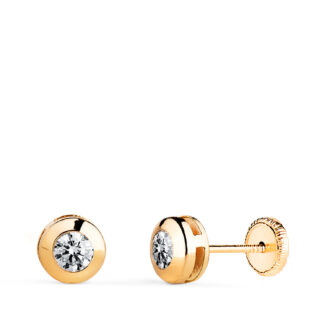 18K PENDIENTES ORO AMARILLO CHATON GALERIA CON CIRCONITA, MEDIDA: 6 MM, CIERRE TUERCA