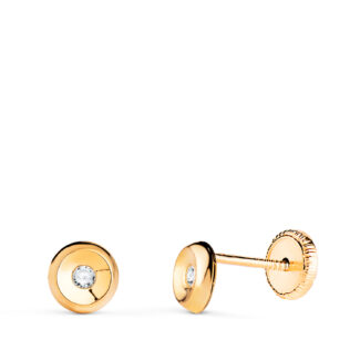 18K PENDIENTES ORO AMARILLO REDONDOS CON CIRCONITA, MEDIDA: 5 MM, CIERRE TUERCA