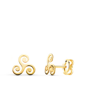18K PENDIENTES ORO AMARILLO TRISQUEL BRILLO 7 X 7 MM, CIERRE PRESION