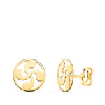 18K PENDIENTES ORO AMARILLO REDONDOS LAUBURU BRILLO 8 MM, CIERRE PRESION