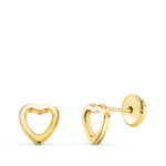 18K PENDIENTES ORO AMARILLO CORAZON CALADO 6X6 MM, CIERRE TUERCA