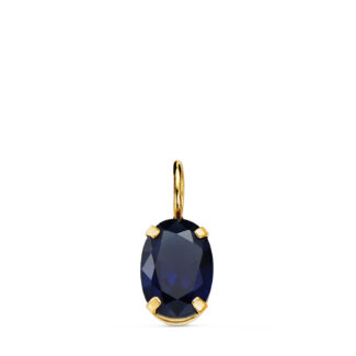 18K COLGANTE ORO AMARILLO OVAL PIEDRA COLOR AZUL 7 X 5 MM,