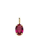 18K COLGANTE ORO AMARILLO OVAL PIEDRA COLOR ROJO 7 X 5 MM,