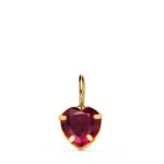18K COLGANTE ORO AMARILLO CORAZON PIEDRA COLOR ROJO 6 X 6 MM,