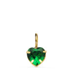 18K COLGANTE ORO AMARILLO CORAZON PIEDRA COLOR VERDE 6 X 6 MM,