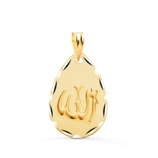 18K MEDALLA ORO AMARILLO ALA ES GRANDE OVAL TALLADA Y MATIZADA 22X14 MM