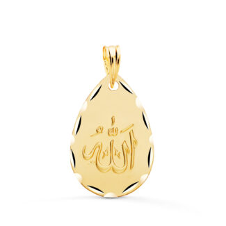 18K MEDALLA ORO AMARILLO ALA ES GRANDE OVAL TALLADA Y MATIZADA 22X14 MM