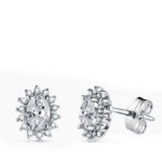 18K PENDIENTES ORO BLANCO DIAMANTES LABORATORIO OVAL Y 28 DIAMANTES 0,28 QTES - 2 OVALES 1,1 QTES G-VS2, 10X8MM, CIERRE PRESION