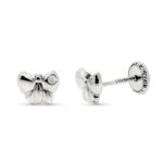 9K PENDIENTES ORO BLANCO FLOR DIAMANTES 0,016 CTS SI-H 6X5 MM TUERCA