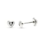 9K PENDIENTES ORO AMARILLO CORAZON DIAMANTES 0,016 CTS SI-H 4 MM TUERCA