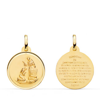 18K MEDALLA ORO AMARILLO BENDICION DE SAN FRANCISCO BISEL, DIAMETRO: 18 MM