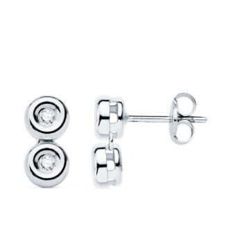 18K PENDIENTES ORO BLANCO CHATON 4 DIAMANTES LABORATORIO VS2-G 0,080 QTS, MEDIDA: 11 X 5,5 MM, CIERRE PRESION