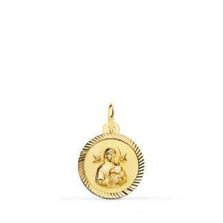 9K MEDALLA ORO AMARILLO VIRGEN PERPETUO SOCORRO BORDE HELICE 12 MM