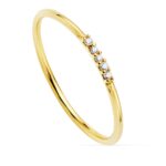 18K SORTIJA ORO AMARILLO 5 DIAMANTES 0,025 QTS, VS2-G CUERPO REDONDO 1 MM