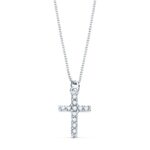 18K COLLAR ORO BLANCO CRUZ 8,5 X 6,5MM 11 DIAMANTES LABORATORIO 0,050 QT,CADENA VENECIANA 45CM G-VS2