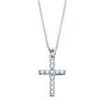 18K COLLAR ORO BLANCO CRUZ 11X8 MM 11 DIAMANTES LABORATORIO 0,09 QT, CADENA VENECIANA 45CM G-VS2