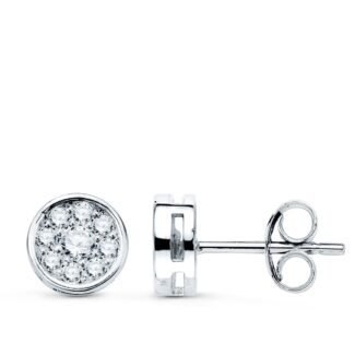 18K PENDIENTES ORO BLANCO CHATON CON 18 DIAMANTES LABORATORIO VS2-G 0,360 QTES, MEDIDA: 7X7 MM, CIERRE PRESION