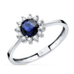 18K SORTIJA ORO BLANCO ZAFIRO 5 MM 0,56 QT Y DIAMANTES 0,17QT, G - VS2