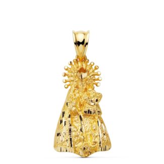 18K MEDALLA COLGANTE ORO AMARILLO VIRGEN DE LOS DESAMPARADOS SILUETA 23 X14 MM