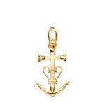 18K COLGANTE CRUZ DE LA CAMARGA ORO AMARILLO, 23 X 13 MM