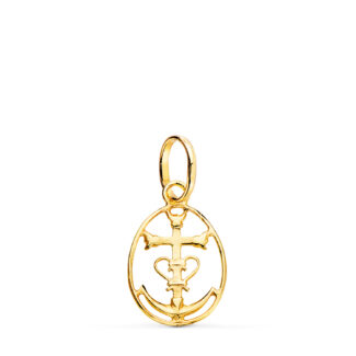 18K COLGANTE ORO AMARILLO CRUZ DE LA CAMARGA CON CERCO, 18 X 12 MM