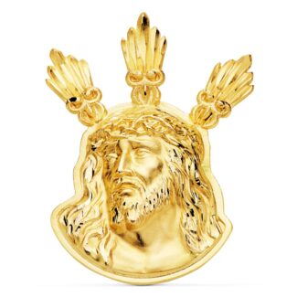 18K COLGANTE COLGANTE ORO AMARILLO CABEZA DE CRISTO POTENCIAS 38X29 MM
