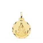 18K MEDALLA ORO AMARILLO VIRGEN CARIDAD DEL COBRE BALSA TALLADA 20 MM