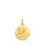 18K MEDALLA ORO AMARILLO ANGEL NIÑA REVOLTOSA MATIZADA 14 MM