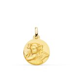 18K MEDALLA ORO AMARILLO ANGEL NIÑA REVOLTOSA MATIZADA 16 MM