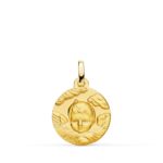 18K MEDALLA ORO AMARILLO ANGEL NIÑO EN LA NUBE MATIZADO, 16 MM