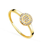 18K SORTIJA ORO AMARILLO MOTIVO REDONDO CON CIRCONITAS 7 MM.ANCHO CUERPO 1,8 MM