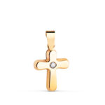 18K CRUZ ORO AMARILLO LISA EN BRILLO CON CIRCONITA. MEDIDA: 14 X 10 MM